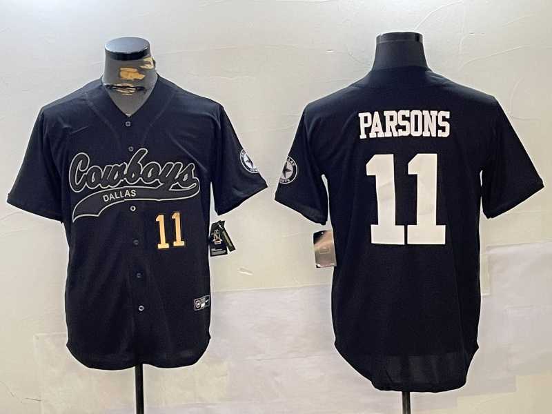 Mens Dallas Cowboys #11 Micah Parsons Black With Patch Cool Base Stitched Baseball Jerseys